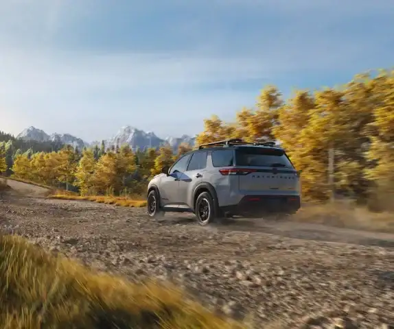 2026 Nissan Pathfinder driving toward the Blue Ridge Parkway near Boone NC