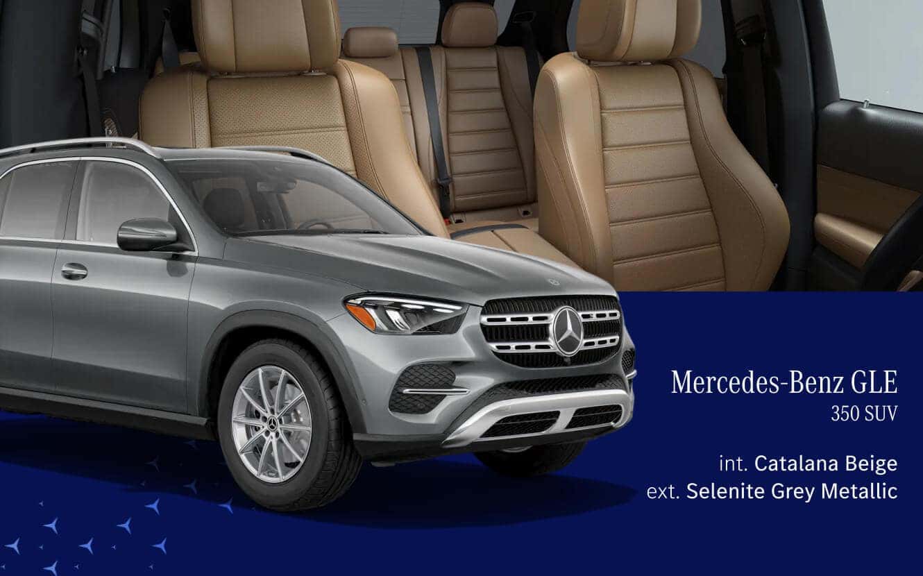Mercedes-Benz GLE 350 SUV with catalana beige interior and selenite grey metallic exterior