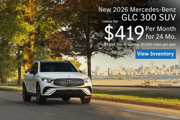 Leases starting at $419 for new 2026 Mercedes-Benz GLC 300 SUV