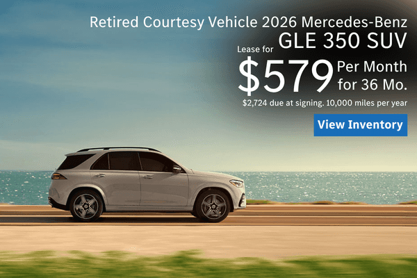 Leases starting at $579 for Pre-Owned 2026 Mercedes-Benz GLE 350 SUV (Retired Courtesy Vehicle)
