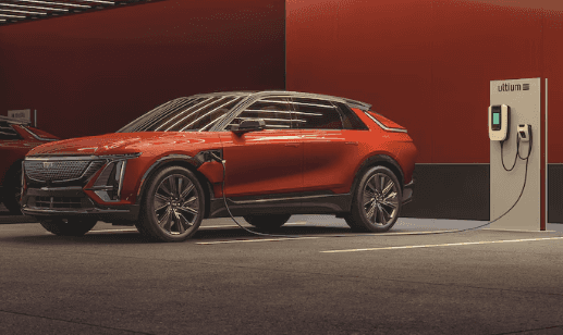 2024 Cadillac LYRIQ in red charging