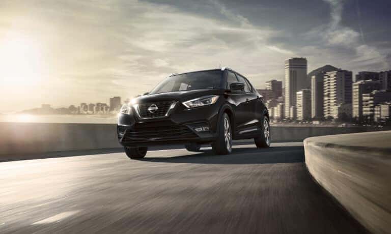 2021 Nissan Kicks driving towards viewer