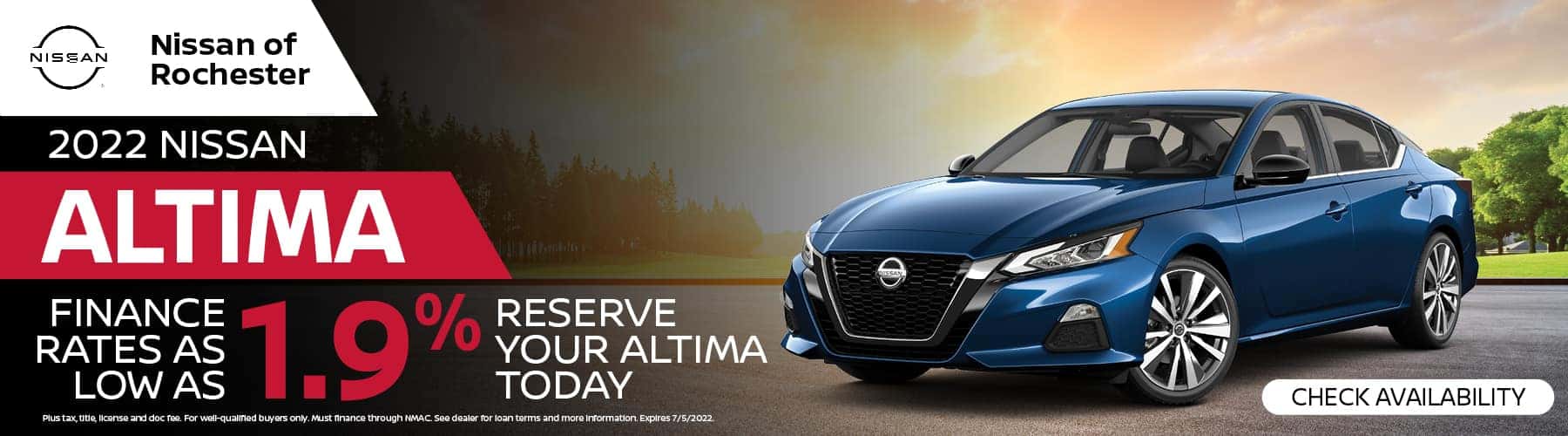 New 2022 Nissan Altima finance rates as low as 1.9% APR