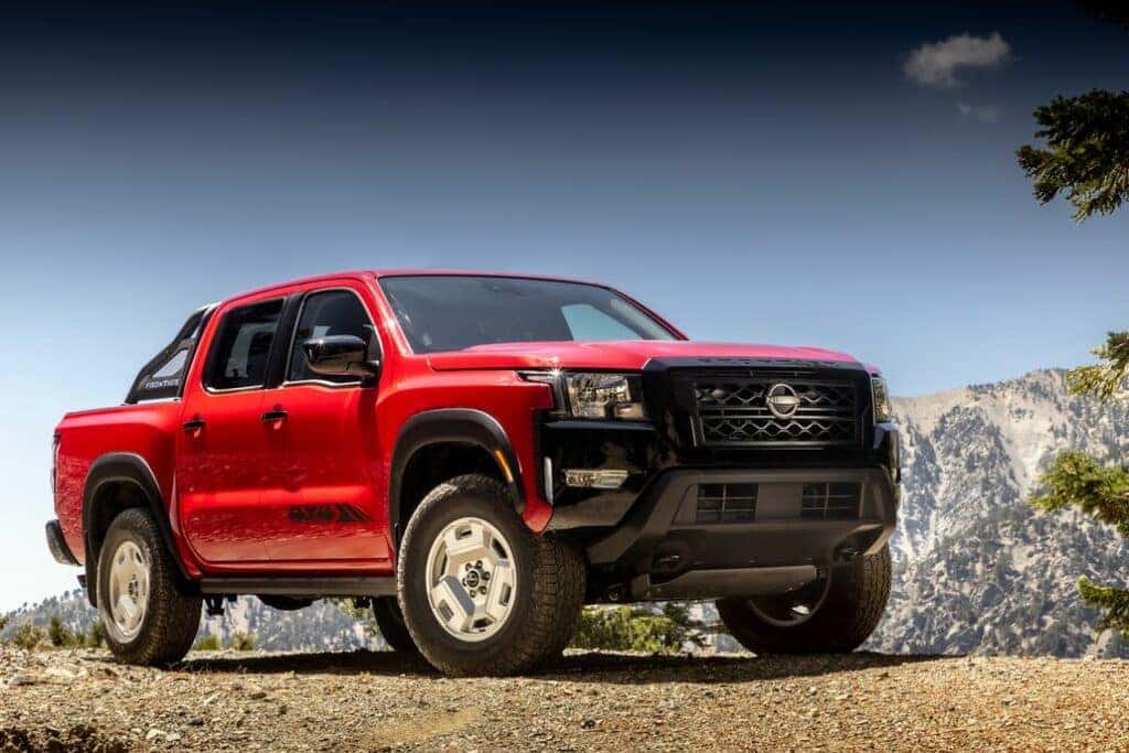 Nissan Frontier Parked Front 3/4 View on a Mountain