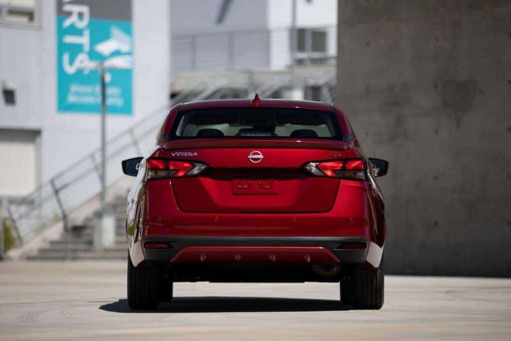 The Breathtaking Rear Of A Red 2025 Nissan Versa