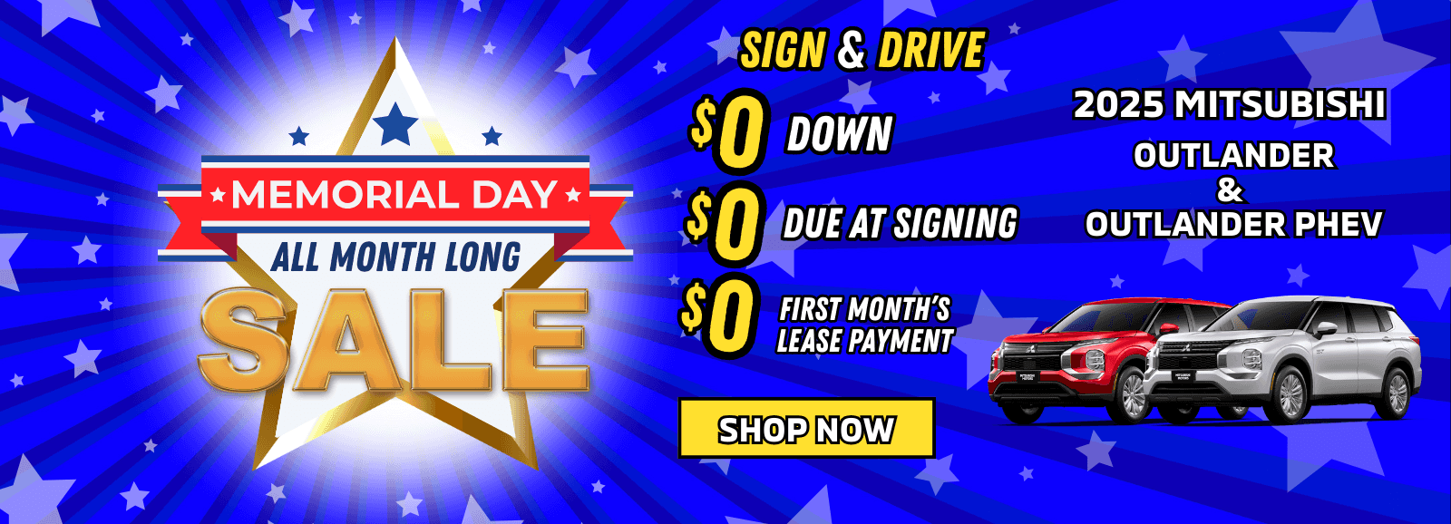 Sign & Drive for $0 Down on Outlander & Outlander PHEV!