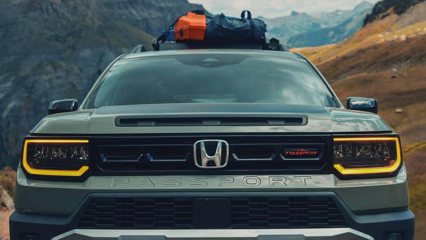 close up front view of Honda Passport