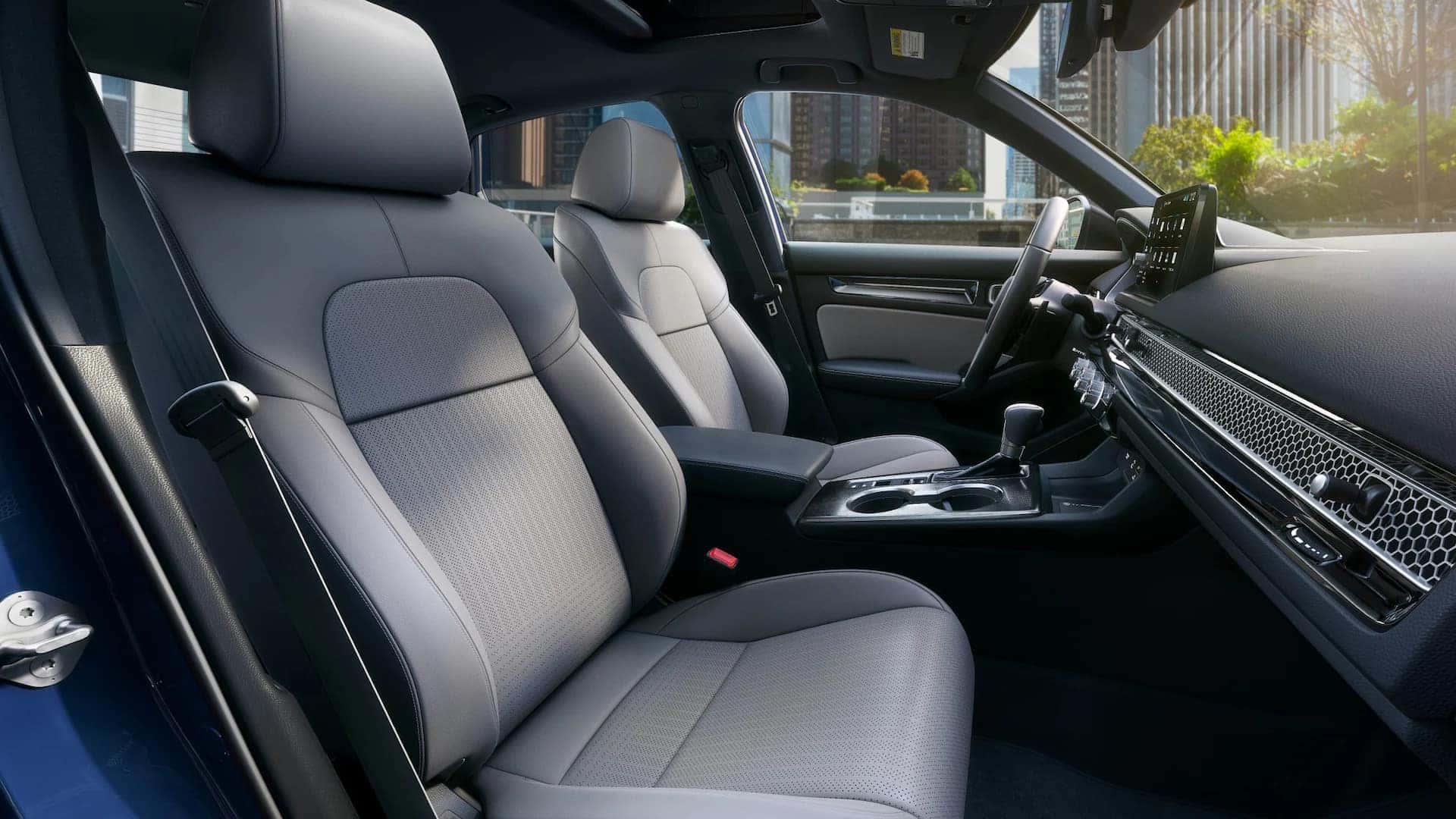 the interior front side passenger view of a honda civic sedan