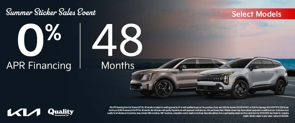 Get 0% APR on Select Models for 48 Months