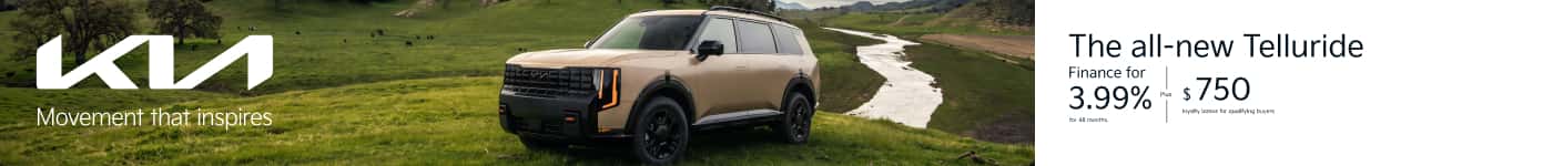 Get 3.99% APR for 48 Months + $750 Loyalty Bonus for Qualifying Buyers on a new 2027 Telluride