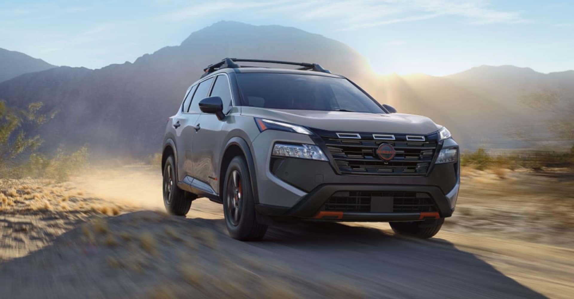 2026 nissan rogue front view in grey