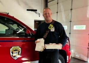 Firefighter with cookie