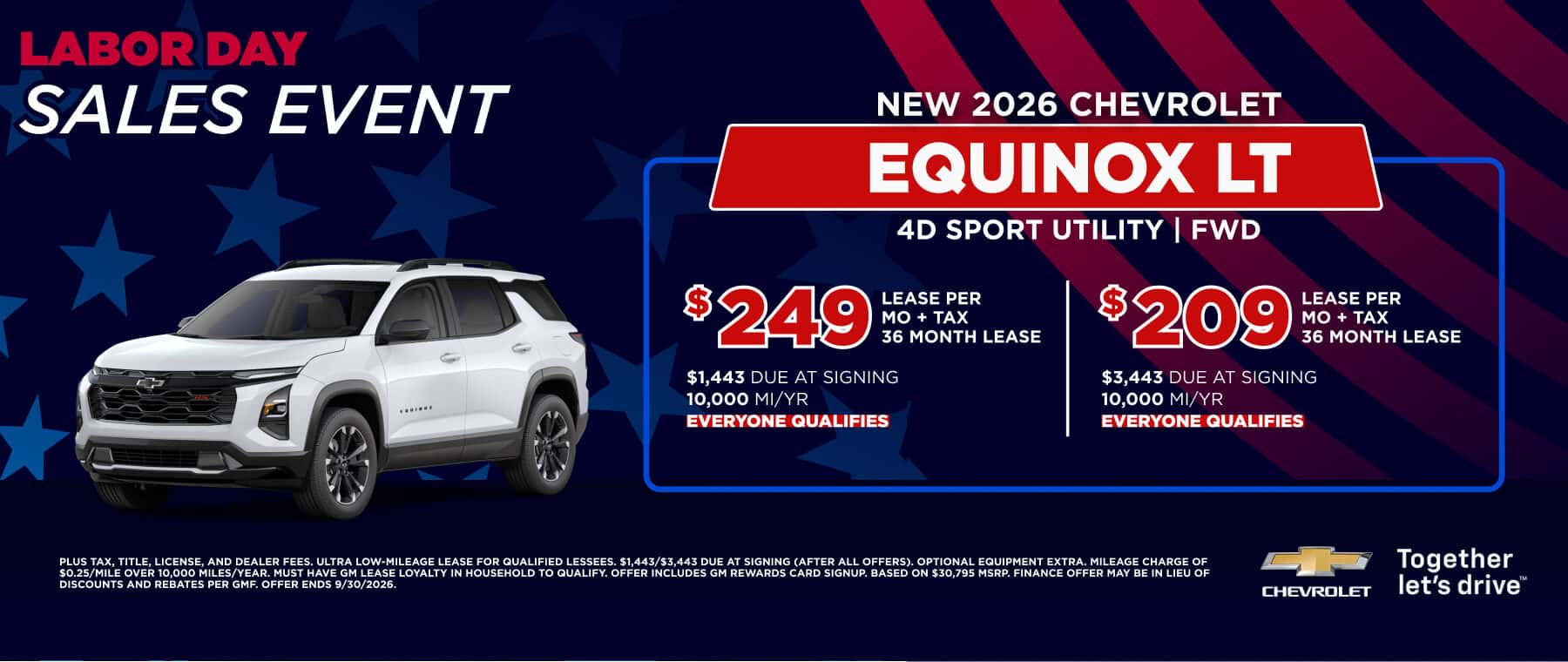 LABOR DAY SALES EVENT NEW 2026 CHEVROLET EQUINOX LT