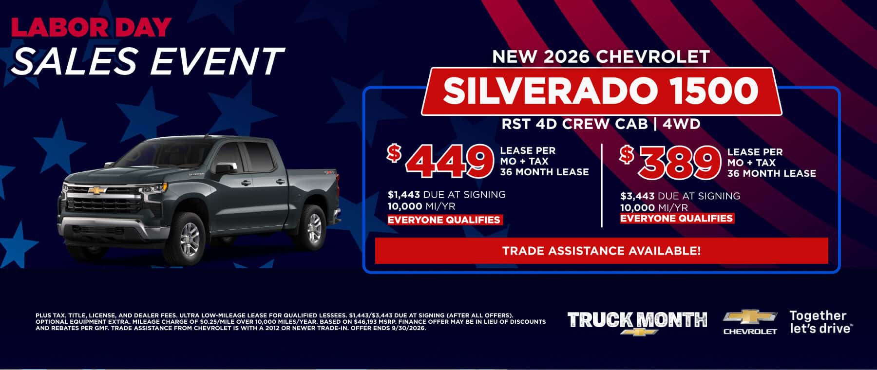 LABOR DAY SALES EVENT NEW 2026 CHEVROLET SILVERADO 1500