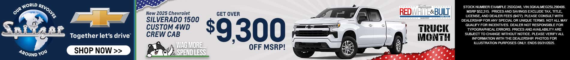 05.2025_Carrera_Get Up To $9,300 off MSRP on New 2025 Chevrolet Silverado 1500 Custom 4WD Crew Cab Models!