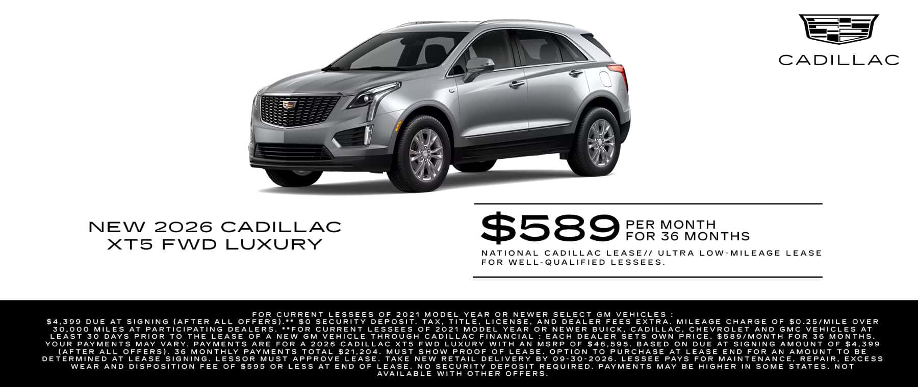 09.2026_Cadillac XT5_Lease for $589 for 36 mo