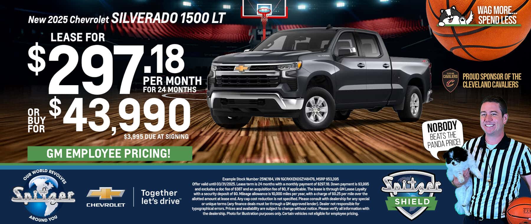 03.2025_Carrera_Lease a New 2025 Chevrolet Silverado 1500 LT for $297.18 a Month for 24 Months or Purchase for $43,990!
