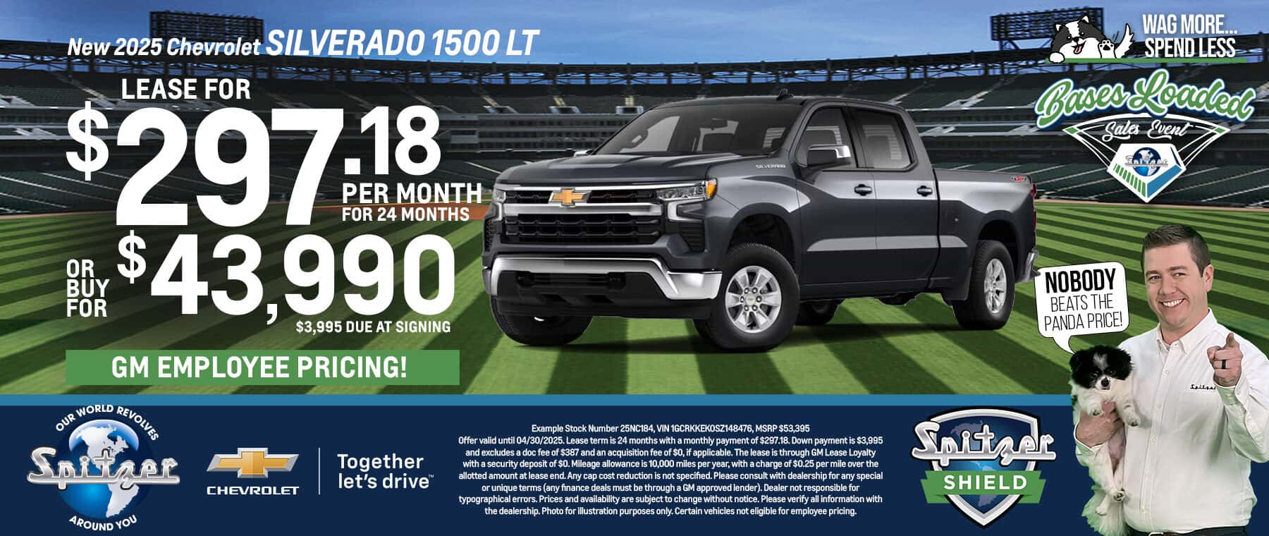 03/04.2025_Carrera_Lease a New 2025 Chevrolet Silverado 1500 LT for $297.18 a Month for 24 Months or Purchase for $43,990!