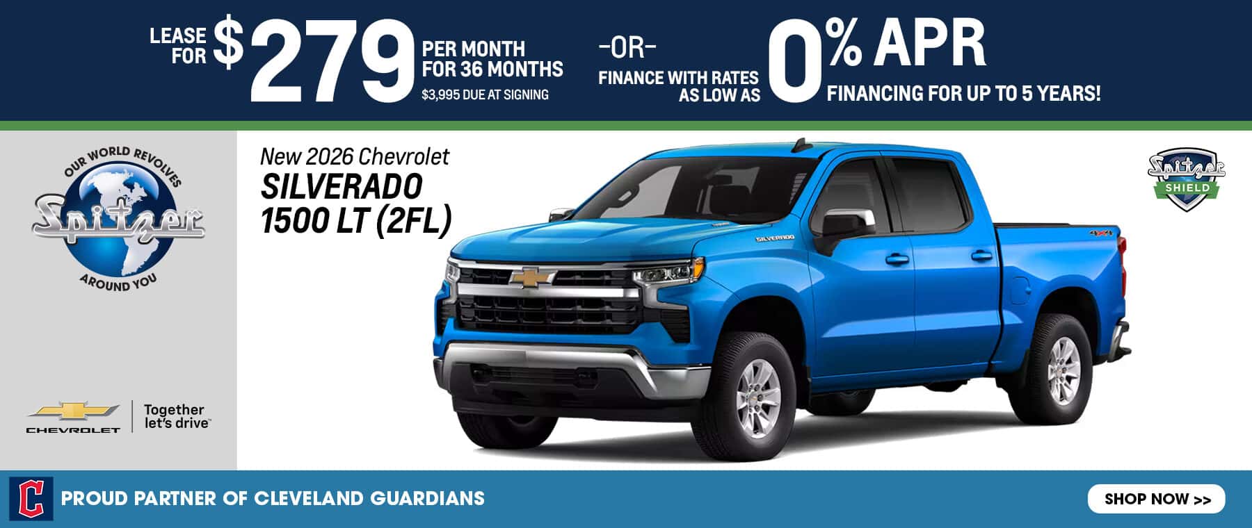 08.2026_Chevy Silverado_Lease fro $279 for 36 mo OR 0% apr for 5 years