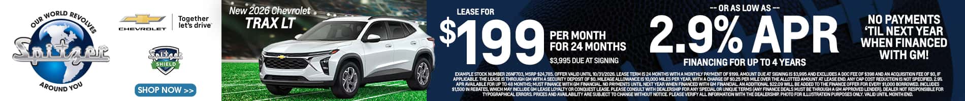 10.2026_Chevy Trax_Lease for $199 for 24 mo OR get 2.9% for 4 years