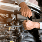 Mechanic working on Jeep