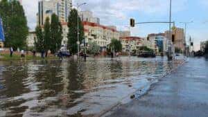 flood on city street F-150 natural disaster relief