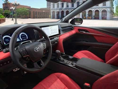 2025 Toyota Camry interior with red seats