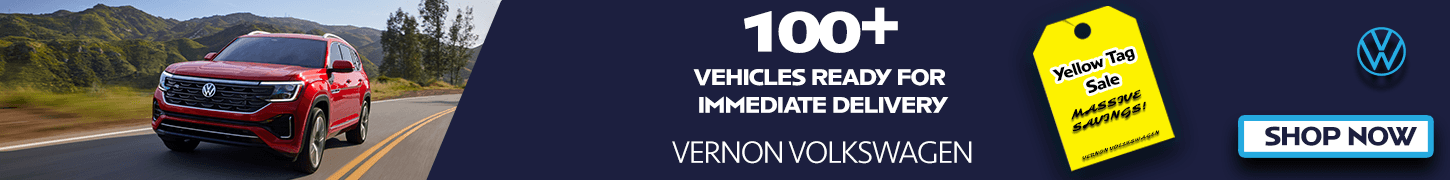 Yellow tag sale on now at Vernon volkswagen. 100+ vehicles in stock and available for immediate delivery!