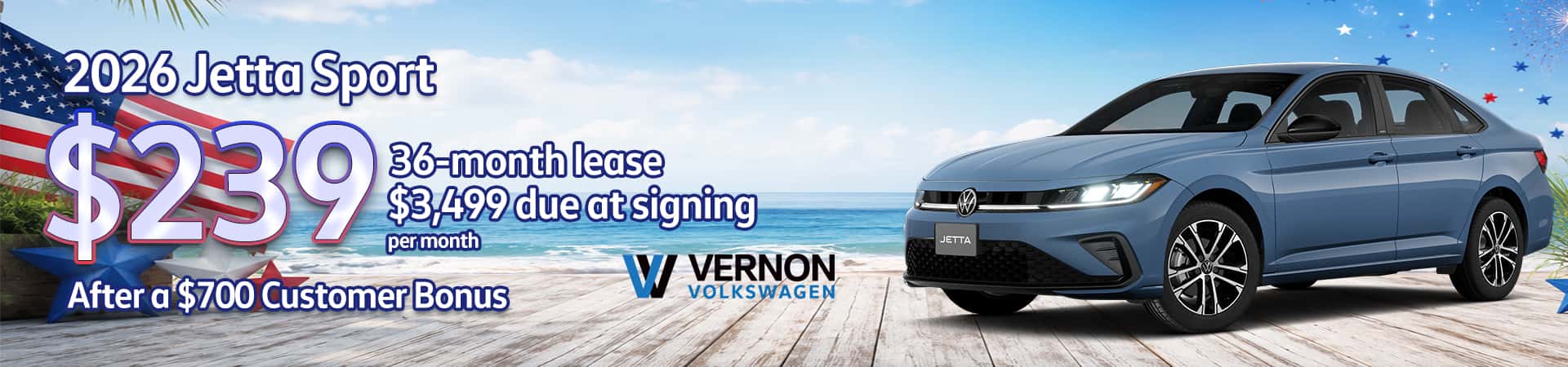 Jetta Lease 36 Months 3499 Due at Signing 239 Plus tax motor vehicle and all fee's. Contact Vernon Volkswagen for complete details