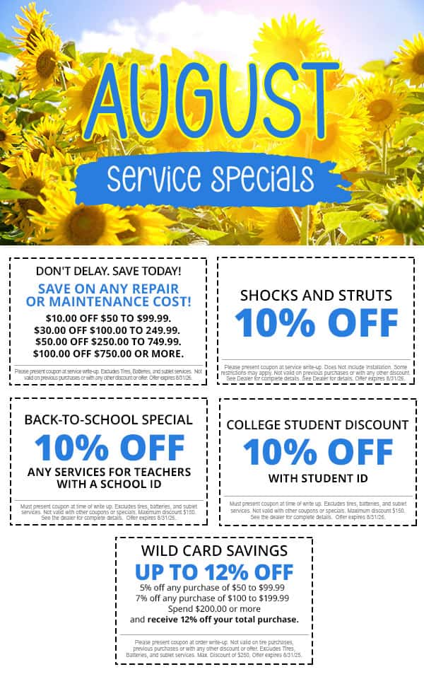 August Service Specials