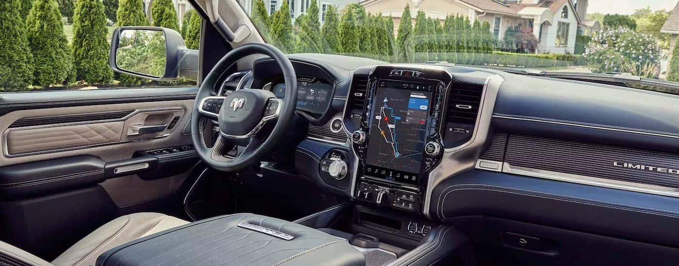 The multi-colored interior in a 2024 Ram 1500.