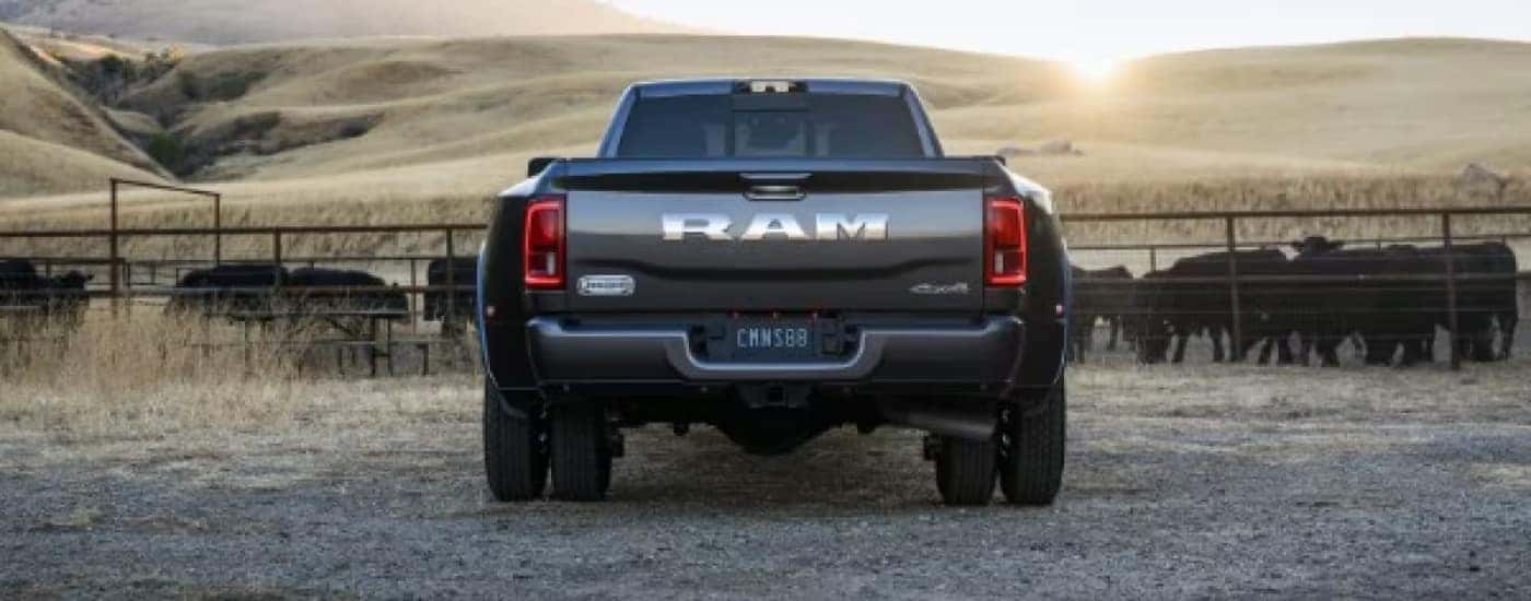 A grey 2025 Ram 3500 from behind after leaving a Ram dealer in Delmont.
