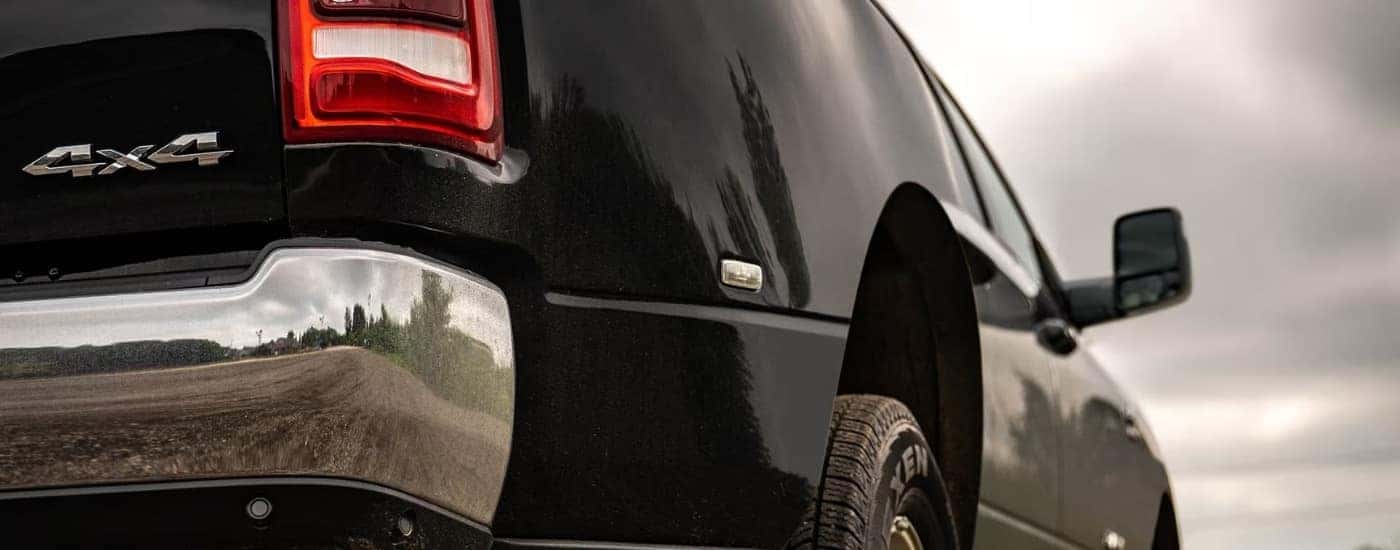 Exterior details on a black 2023 Ram 3500.