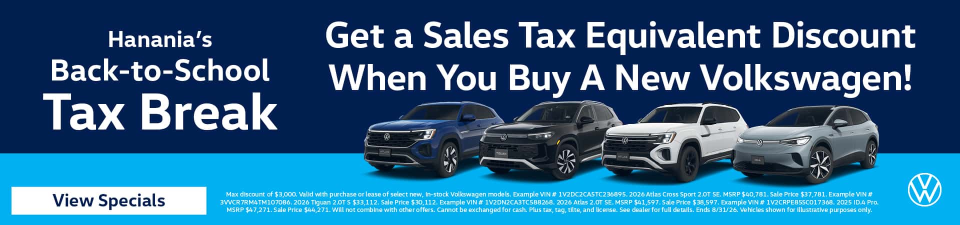Get a Sales Tax Equivalent Discount When You Buy A New Volkswagen