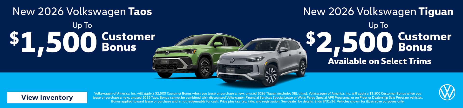 Tiguan & Taos Customer Bonus
