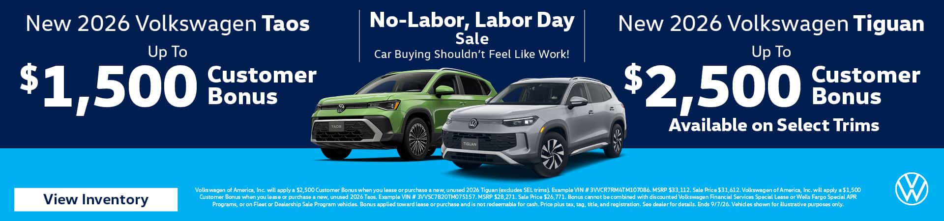 Tiguan & Taos Customer Bonus