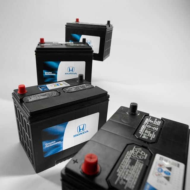 3 Main Benefits of Using OEM parts for your vehicle at Washington Honda in Washington, PA | 4 Honda Genuine Parts Batteries Cureved in a Line to the Right like Dominos
