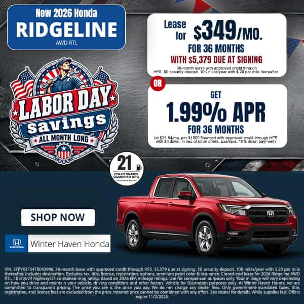 New 2026 Honda Ridgeline AWD RTL
