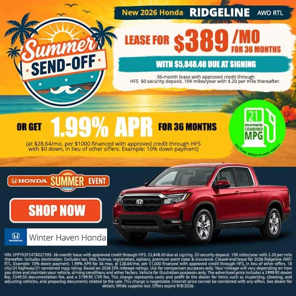 New 2026 Honda Ridgeline AWD RTL